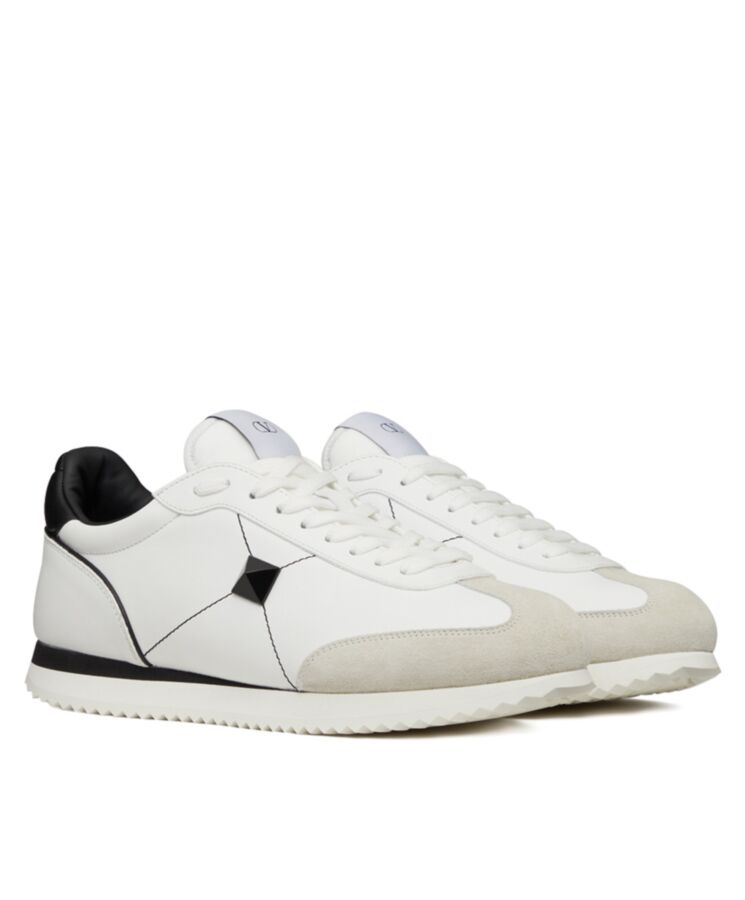 Valen.tino Unisex Stud Around Low-Top Calfskin And Nappa Leather Trainer