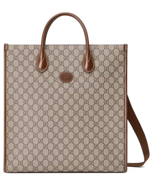 G.U.C.C Medium Tote, Luxury Fashion Tote Bag, Interlocking G 674155 Coffee, Monogram Canvas Bag