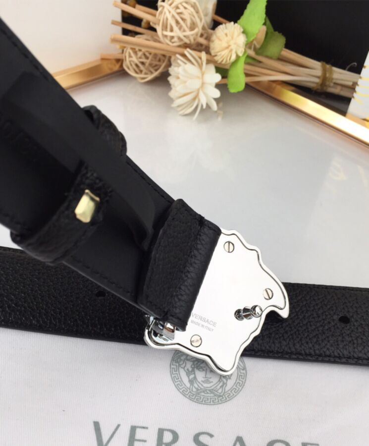 Ver.sace La Medusa Leather Belt Classic Black