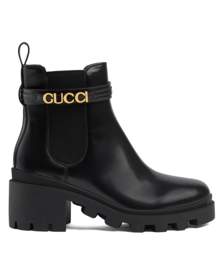 G.U.C.C Women’s Mid-Heel Boot With Logo 734909 Black