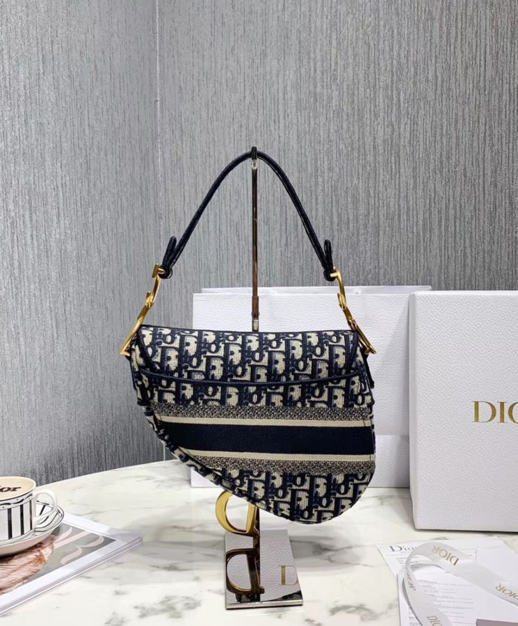 Di.ar Saddle Original Oblique Embroidered Canvas Bag