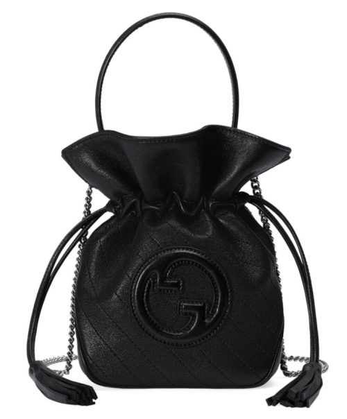 G.U.C.C Blondie Mini Bucket Bag, Premium Leather Bag, G.U.C.C Interlocking G, Tassel Bucket Bag