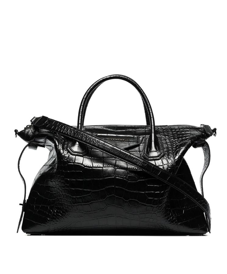 Given.*chy Small Antigona Soft Bag In Crocodile Effect Leather Black