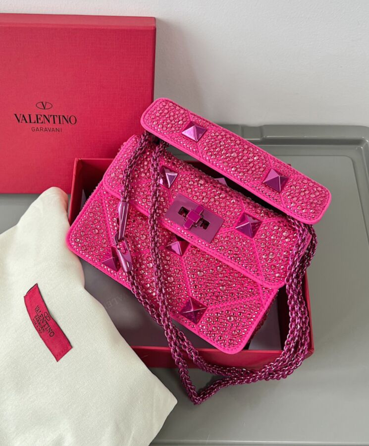 Valen.tino Small Roman Stud The Shoulder Bag And Chain With Sparkling Embroidery