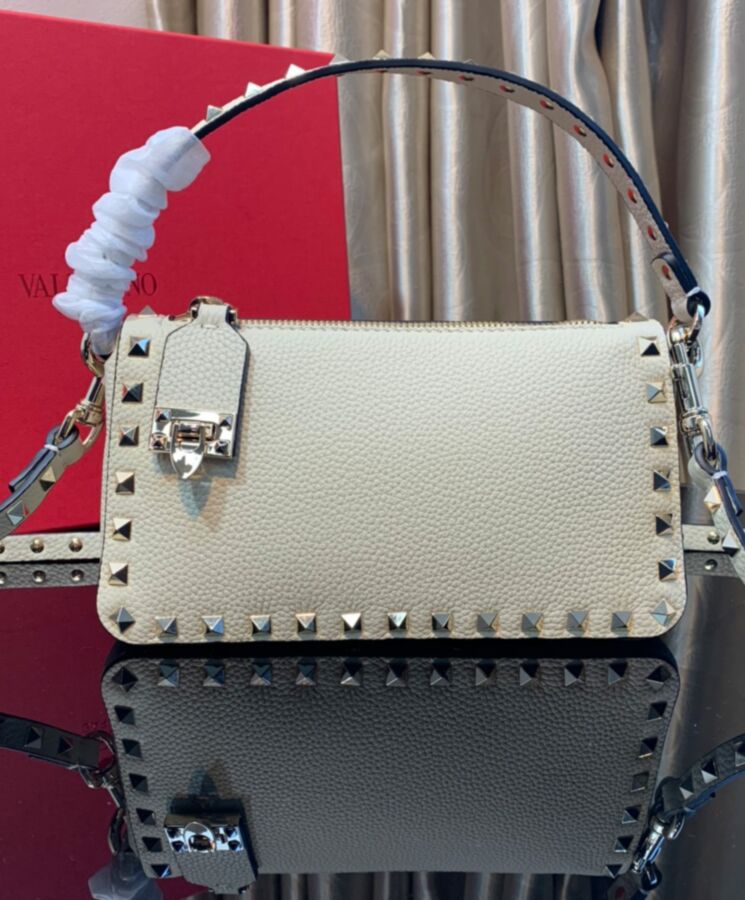 Valen.tino Small Rockstud Grainy Calfskin Crossbody Bag