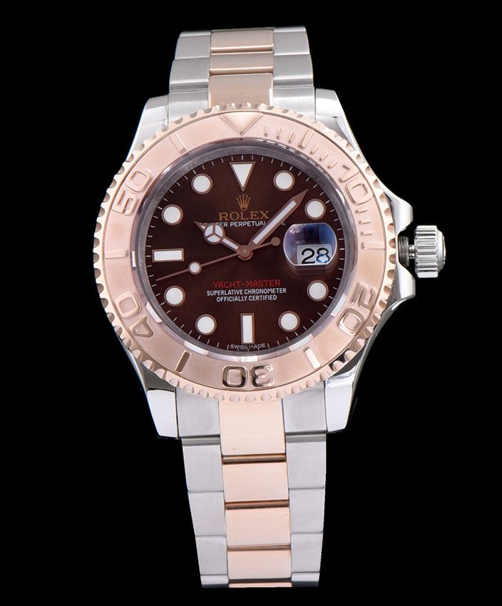 Ro.le.x Yacht Master Watch Automatic Full Gold Light Coffee