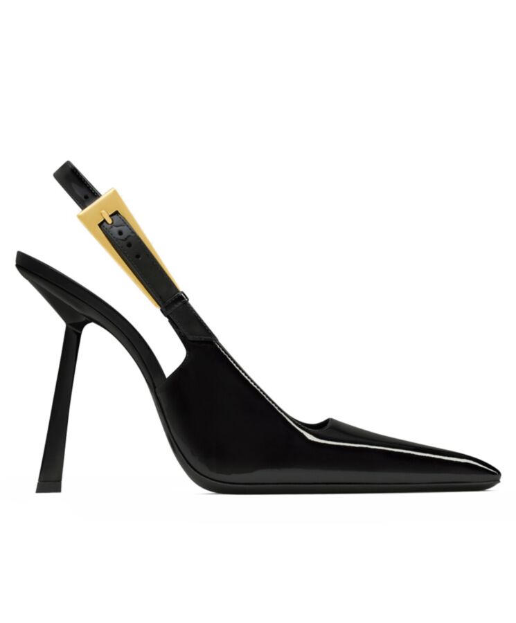 Saint.Lau.rent Women’s Lee Slingback Pumps In Patent Leather Black