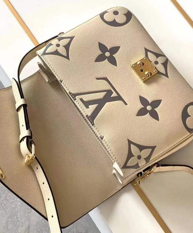 L.*V Pochette, Pochette Metis, Monogram Empreinte Leather Bag, Luxury Leather Bag, M45596 Cream, Online Exclusive Bag