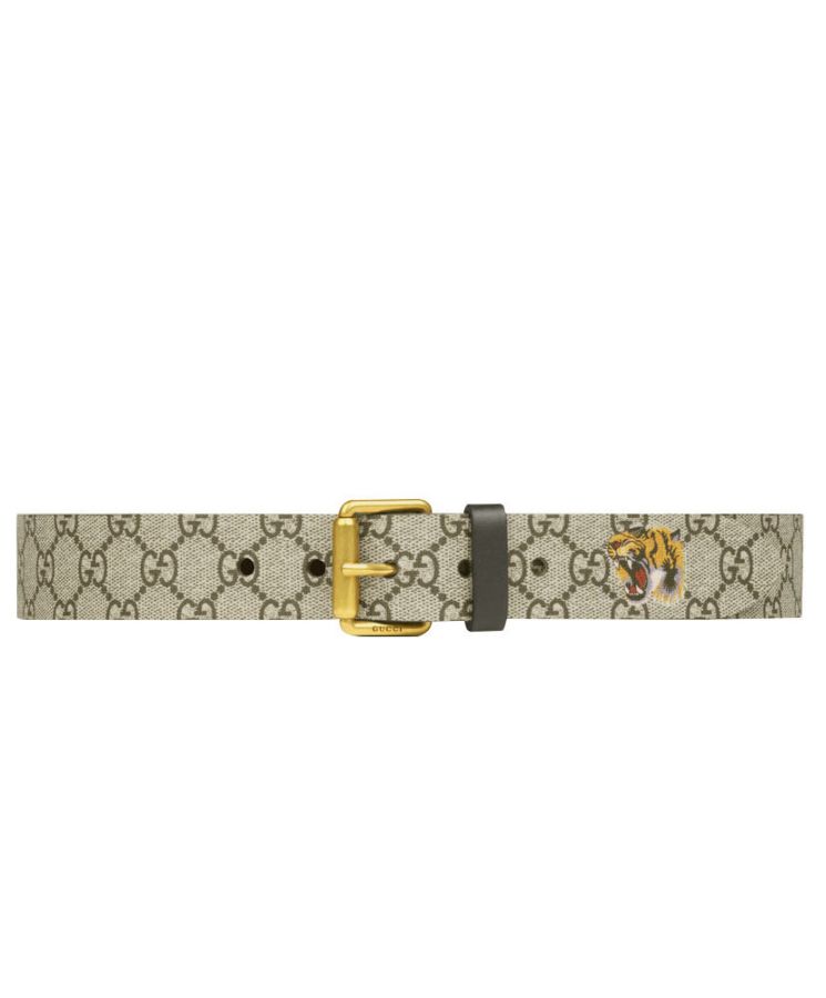 G.U.C.C Tiger print GG Supreme belt Coffee