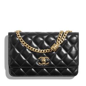 Cha.nel Wallet On Chain AP3043, Black Cha.nel Wallet, Luxury Leather Wallet