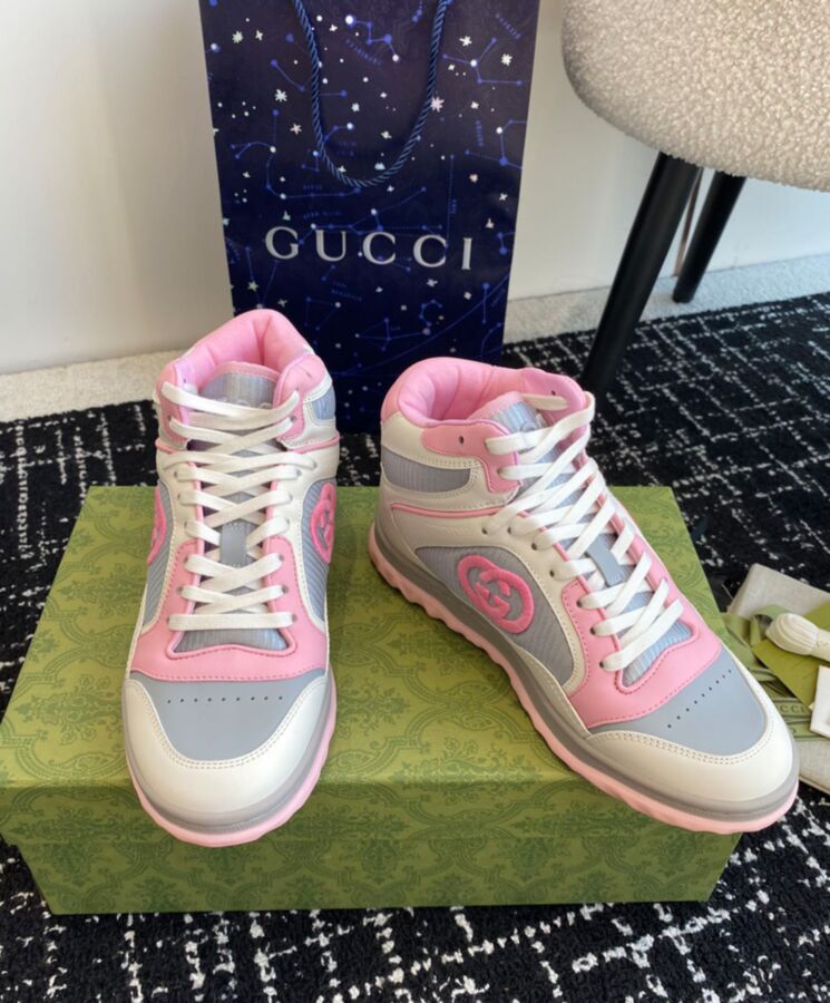 G.U.C.C Women's Mac80, High Top Sneaker, Leather Sneaker, Retro-Inspired design, Luxury Women's Footwear