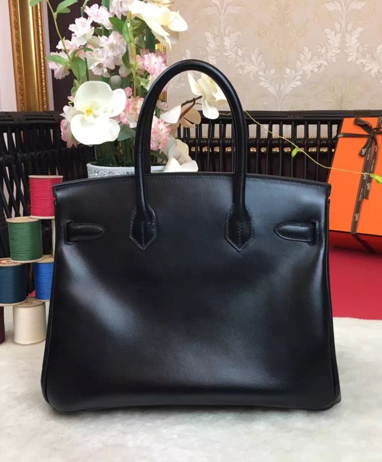 Her..mes Birkin bag 30 Box calf leather Black