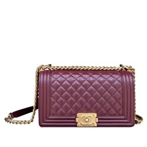 Cha.nel Lambskin Medium Boy Bag, Cha.nel A67086, Luxury Leather Handbag, Cha.nel quilted leather bag