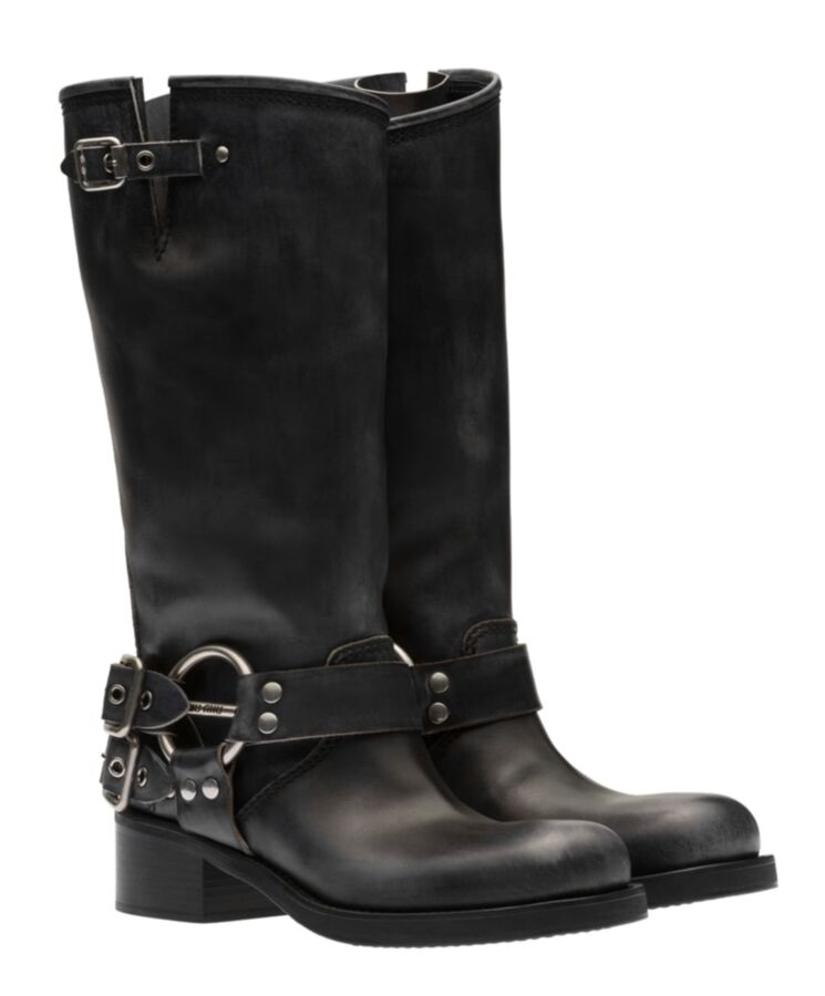 Miu*miu Women’s Leather Biker Boots Black