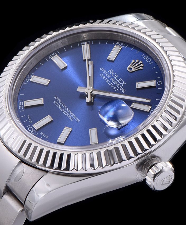 Ro.le.x Datejust Watches with luminous hour markers Blue