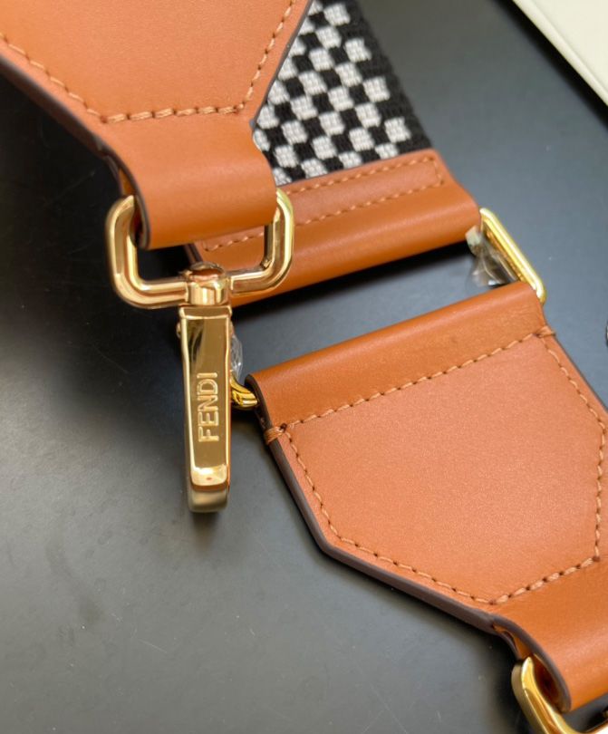 Fen.di Ribbon Shoulder Strap 8AV156 Coffee