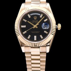 Ro.le.x Men's, Automatic President Watch, Luxury Timepiece, Everose gold, Diamond Baguettes