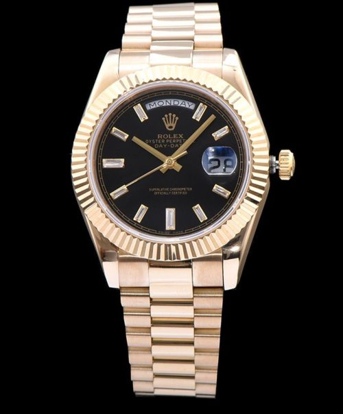 Ro.le.x Men's, Automatic President Watch, Luxury Timepiece, Everose gold, Diamond Baguettes