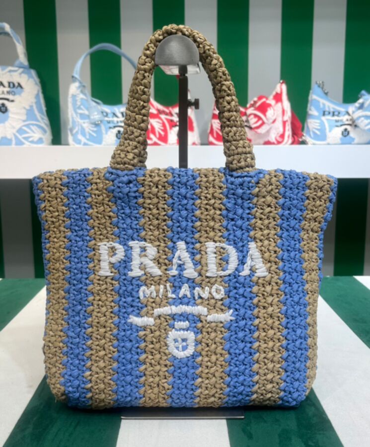 Pra.-da Small Raffia Tote Bag