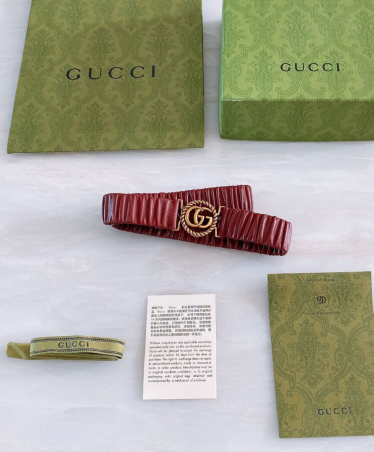 G.U.C.C Logo Buckle Belts Red