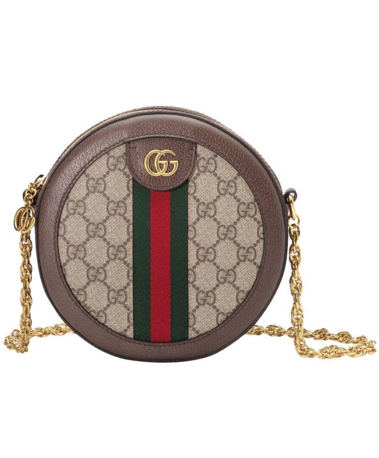 G.U.C.C Ophidia mini GG round shoulder bag 550618 Dark Coffee