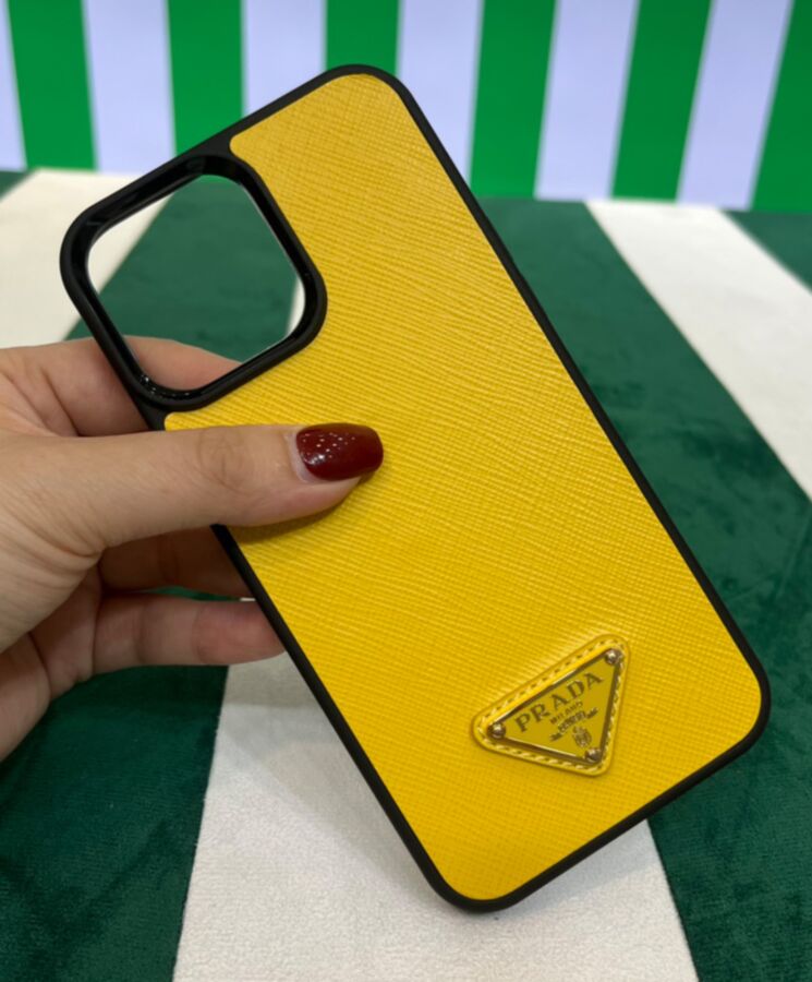 Pra.-da Saffiano Cover For IPhone 1ZH131 Yellow