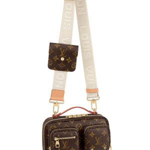 L.*V Utility, Monogram canvas bag, leather trim crossbody bag, luxury compact bag, stylish utility bag