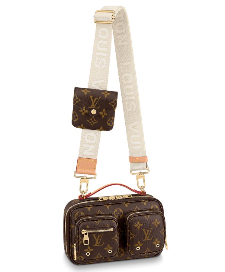 L.*V Utility, Monogram canvas bag, leather trim crossbody bag, luxury compact bag, stylish utility bag