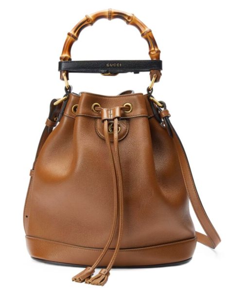 G.U.C.C Diana Small, Luxury Leather Bag, Bamboo Handles Bag, G.U.C.C Bucket Bag.