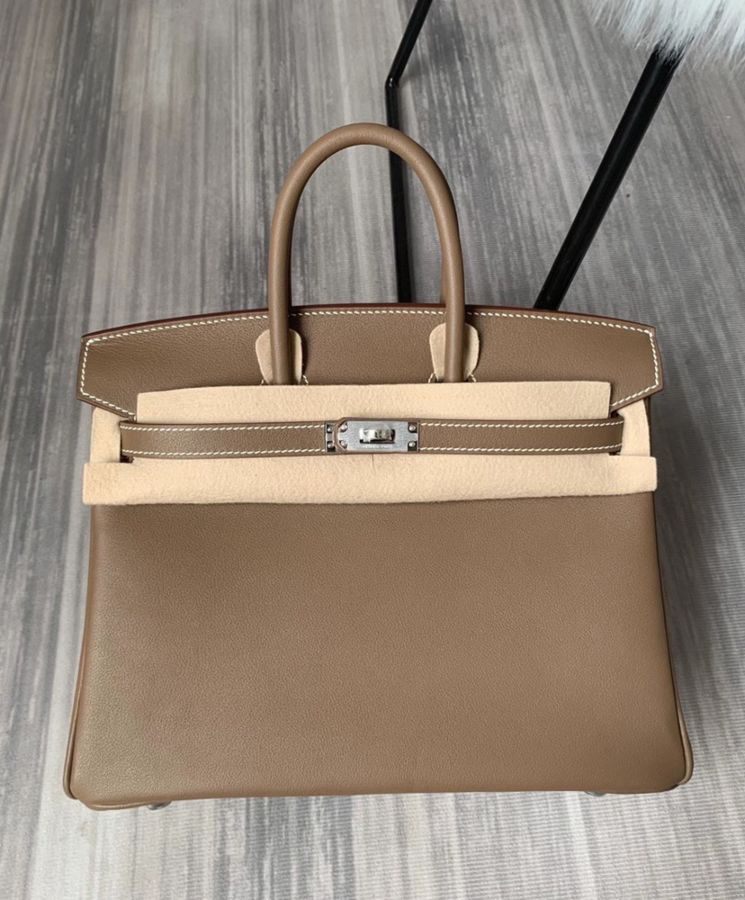 Her..mes Birkin 25 Swift Leather Gray