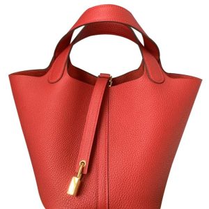 Her..mes Picotin Lock Bag 22cm, Luxury Bag, High-End Fashion Accessories, Taurillon Clemence Leather, Palladium Plated Kelly Lock