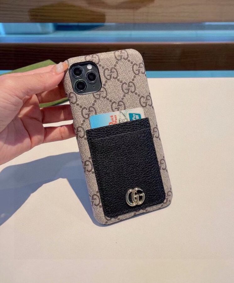 G.U.C.C GG Marmont, iPhone Case, Luxury iPhone Case, G.U.C.C iPhone Case, GG Supreme Canvas, Black Leather iPhone Case