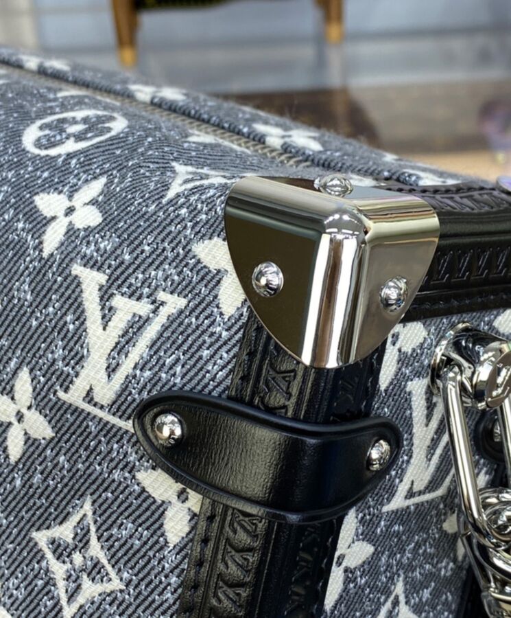 L.*V Side Trunk M21460, Monogram Jacquard Denim Handbag, Luxury Handbag, Designer Bag, L.*V Side Trunk