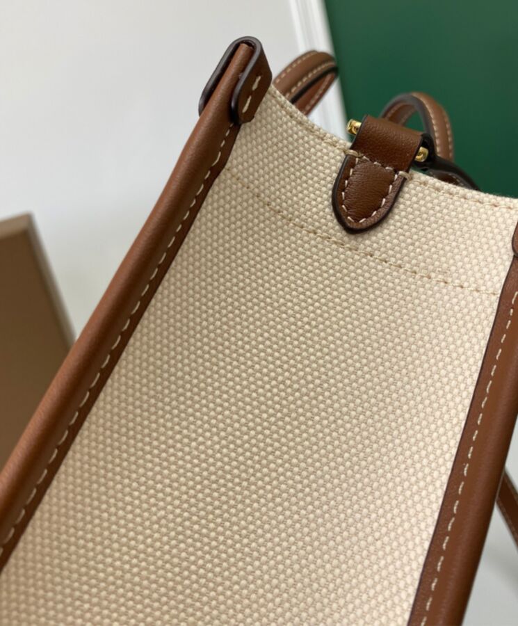 Bur.berri Two-tone Canvas And Leather Mini Freya Tote