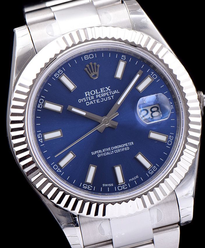 Ro.le.x Datejust Watches with luminous hour markers Blue