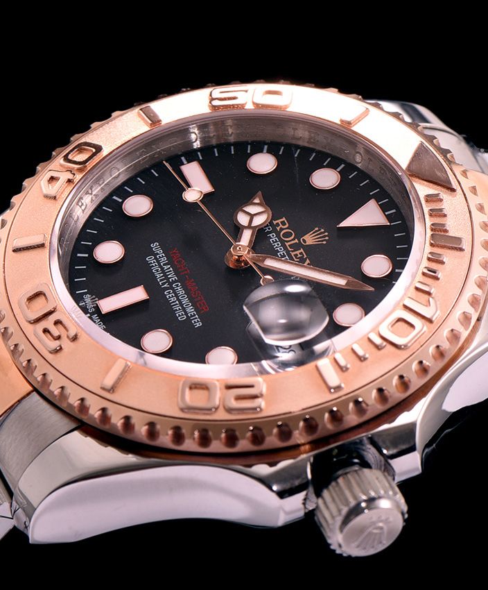 Ro.le.x Yacht Master Watch Automatic Full Gold Black