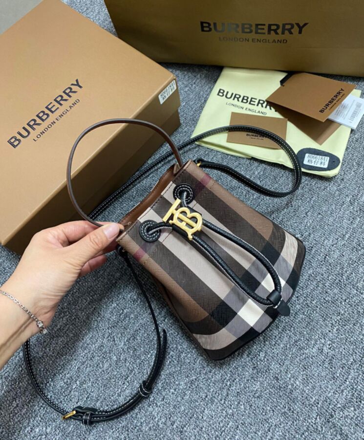 Bur.berri Mini TB Bucket Bag Coffee