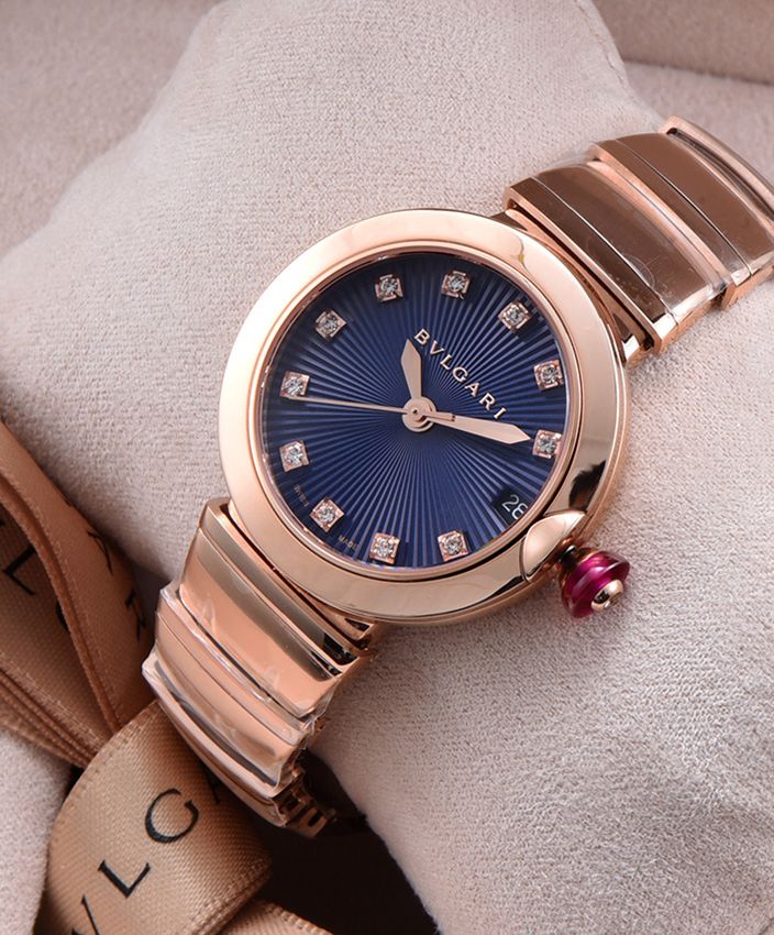 Bul.gary golden stainless, Diamond watch blue, Luxury Timepiece