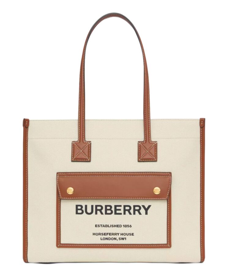 Bur.berri Two-tone Canvas And Leather Small Freya Tote