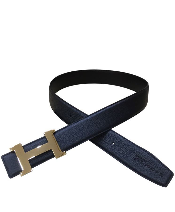 Her..mes Men’s H belt buckle & leather strap Black