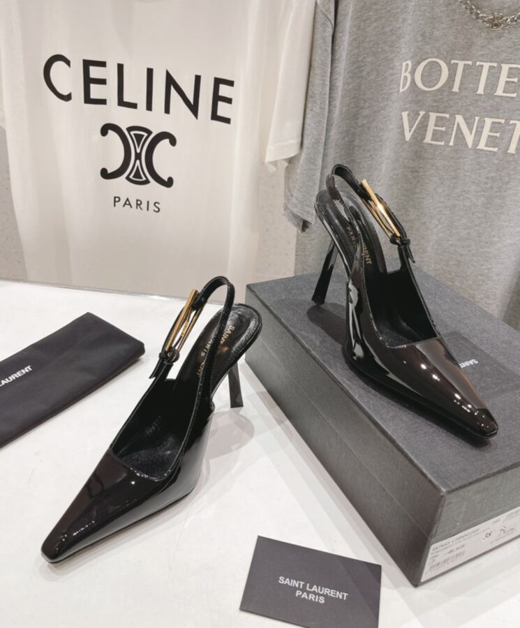 Saint.Lau.rent Women’s Lee Slingback Pumps In Patent Leather Black