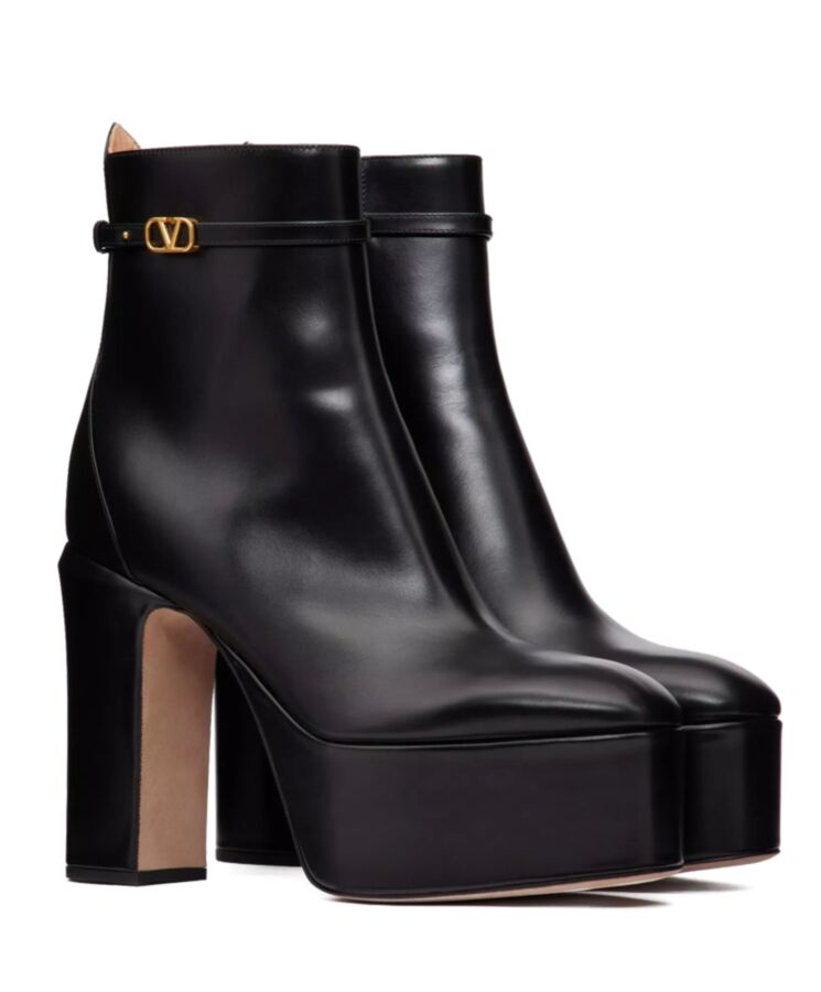 Valen.tino Garavani Tan-Go Platform Ankle Boot In Calfskin 120MM Black