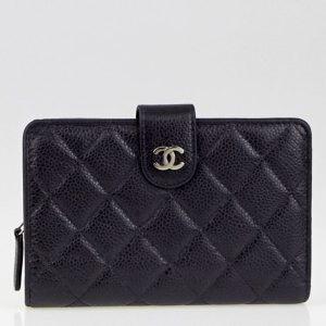 Cha.nel Caviar Quilted, Zip Pocket Wallet, Luxury Leather Wallet, Caviar Leather Wallet, Cha.nel Wallet.