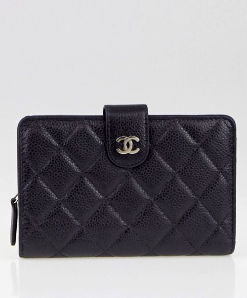 Cha.nel Caviar Quilted, Zip Pocket Wallet, Luxury Leather Wallet, Caviar Leather Wallet, Cha.nel Wallet.