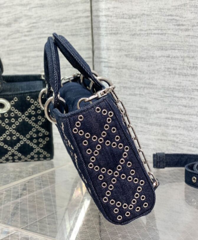 Di.ar Lady D-Joy, Luxury Fashion Bag, Denim Bag, Lady Di.ar Line, Dark Blue Bag