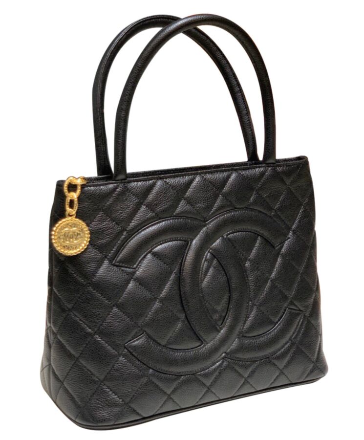 Cha.nel Medallion Tote Bag A25188 Black