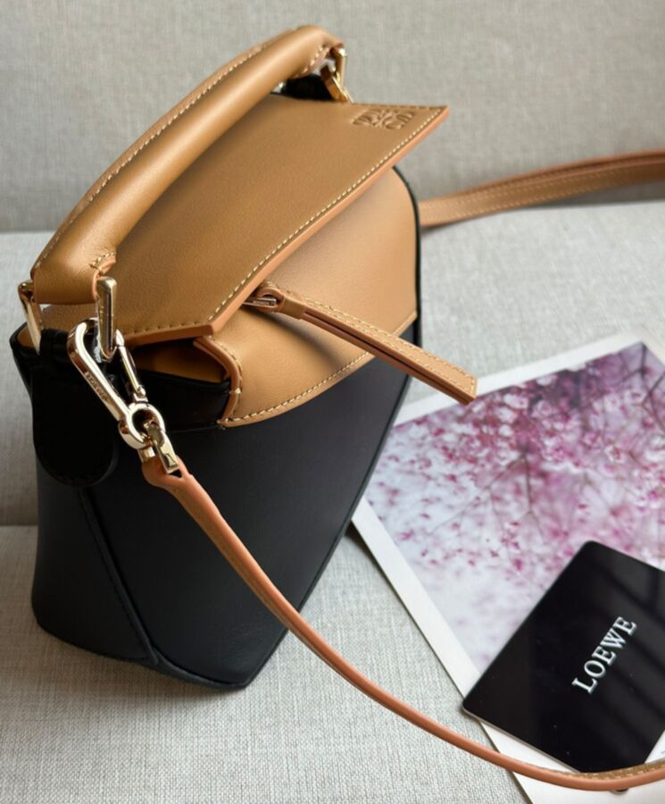 Loe.we Mini Puzzle Bag In Classic Calfskin Coffee