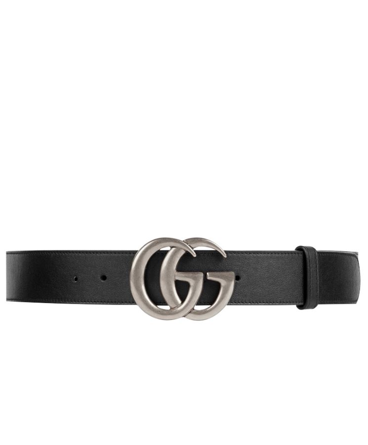 G.U.C.C  Leather belt with double G buckle Black