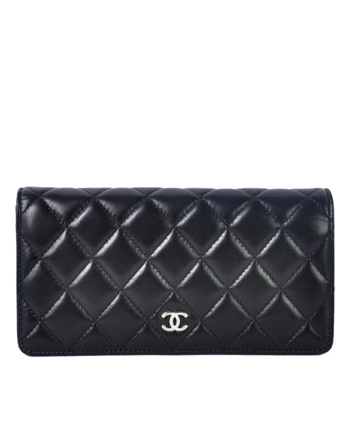 Cha.nel Quilted Bi-fold, Lambskin Wallet, Luxury Leather Wallet