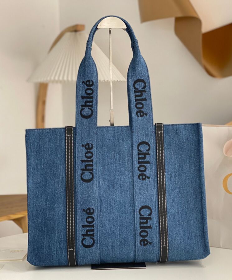 chl.oe Large Woody, chl.oe tote bag, luxury tote bag, denim tote bag, replica bags chl.oe